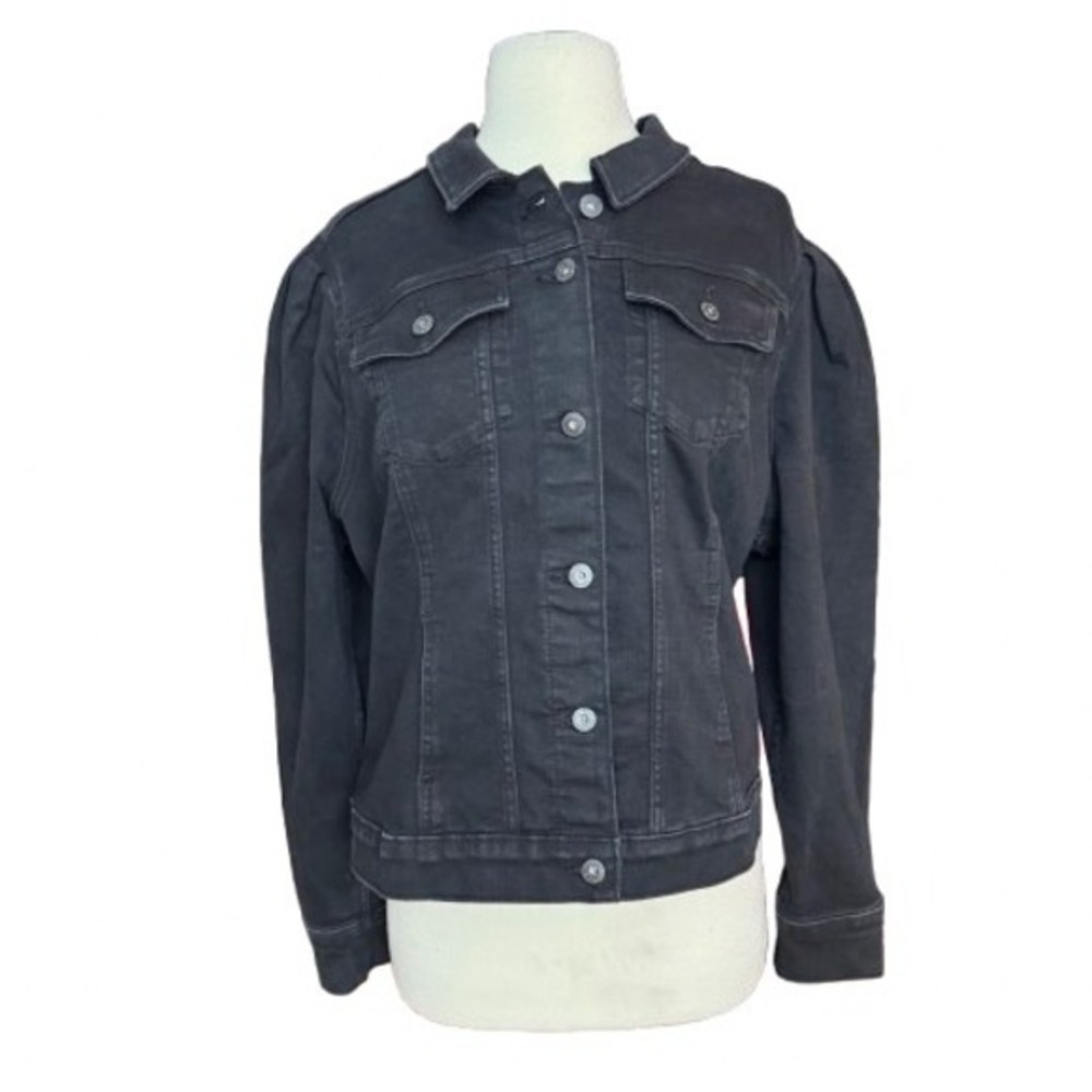 y2k Liz Claiborne Black XXL Denim Jacket Button Rocker Chic Casual Goth Grunge
